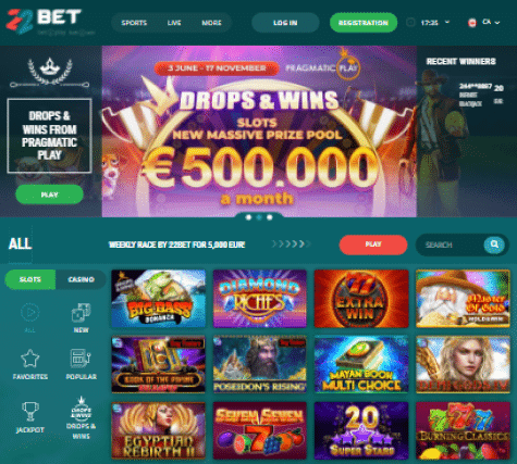 22bet online casino game variety